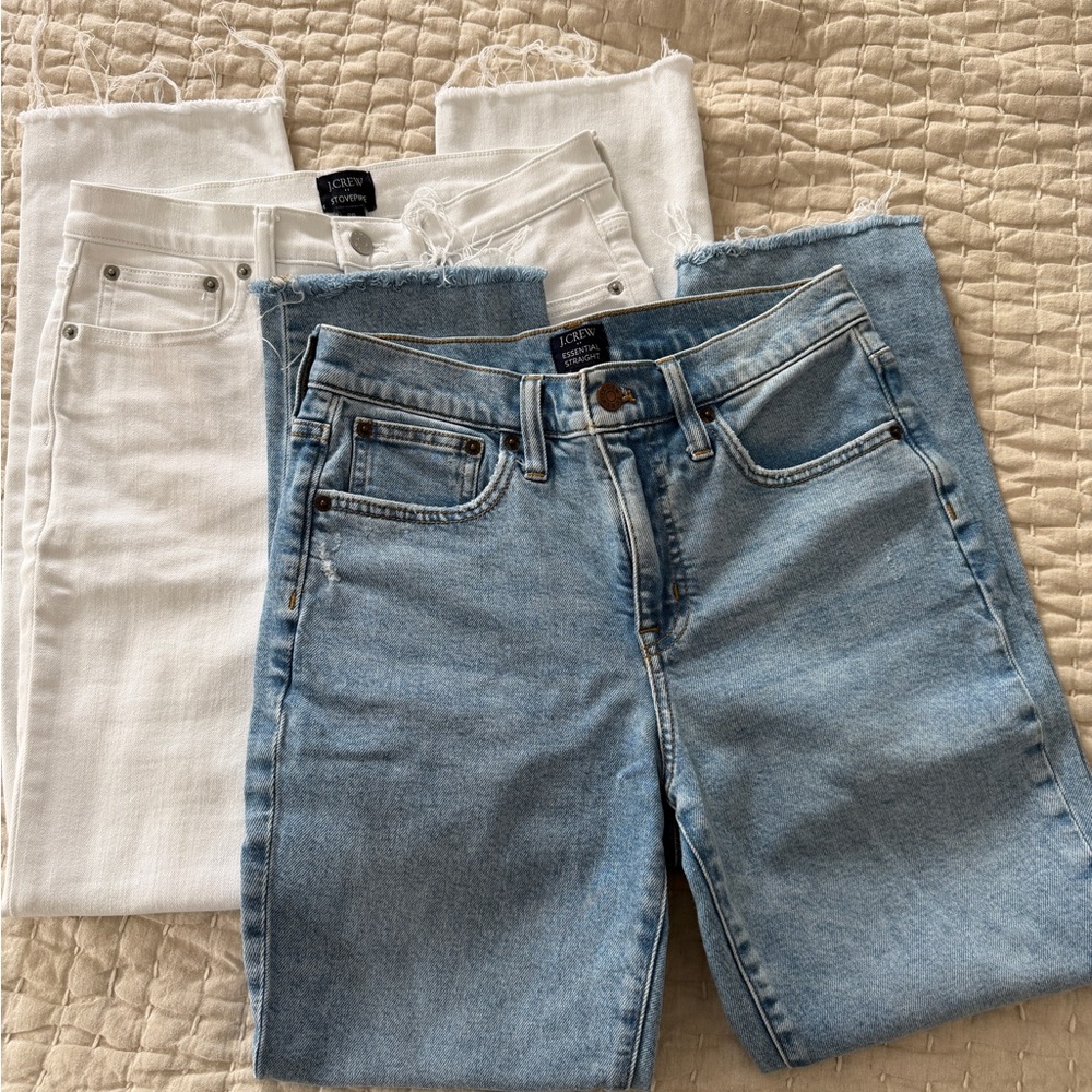 J. Crew Straight High Rise Fringe Ankle Jeans Size 26